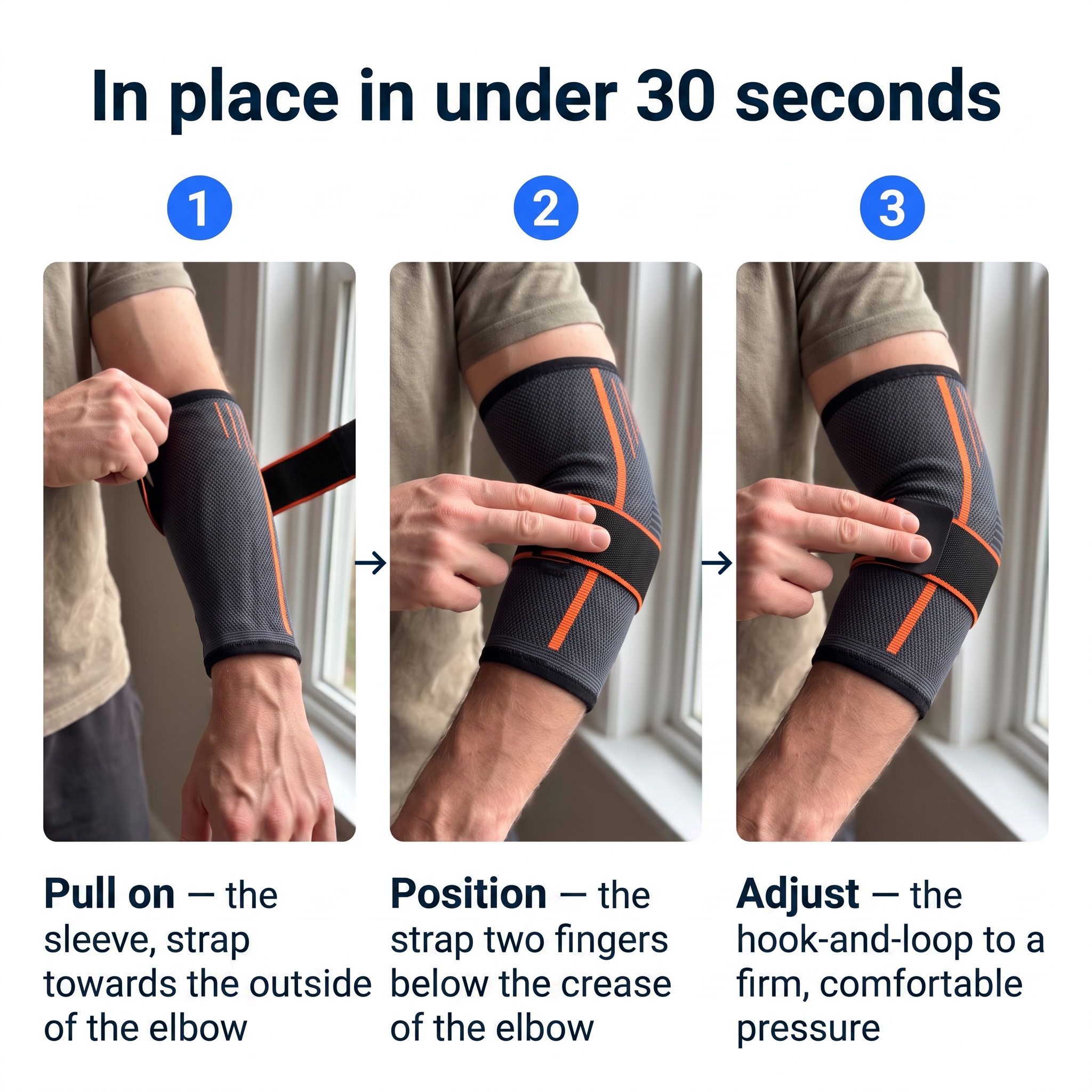 In place in under 30 seconds - three steps