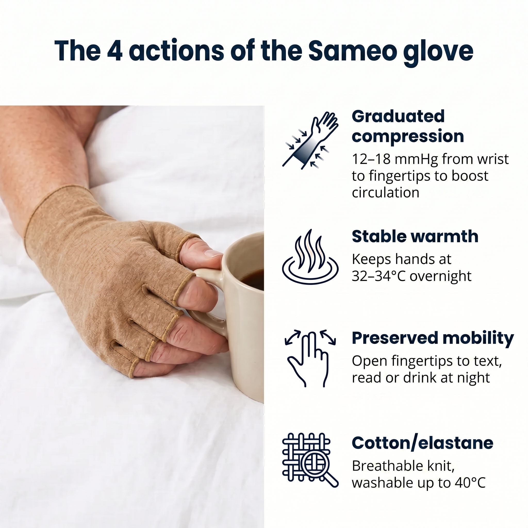 Compression gloves beige arthritis and hand pain