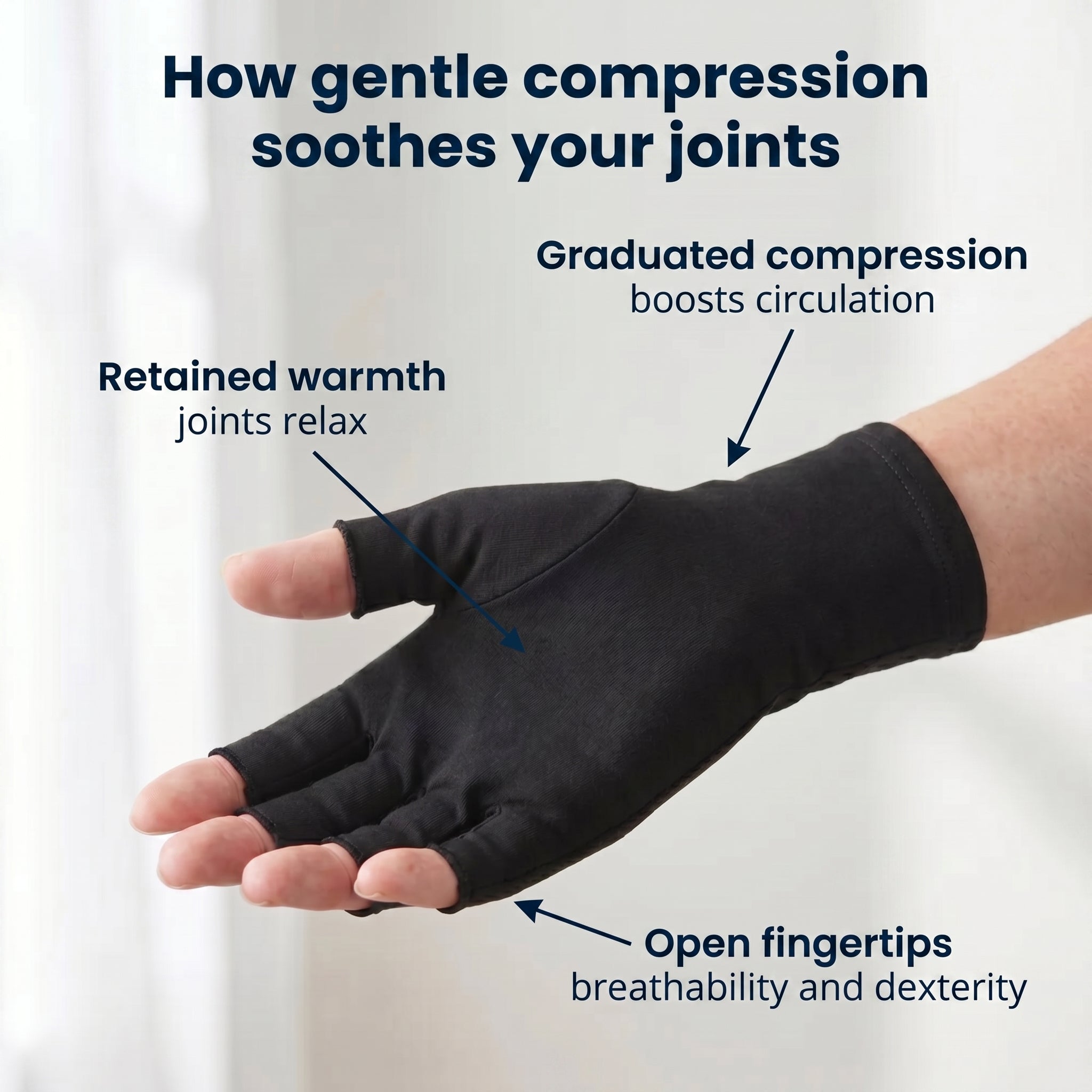 Black Compression gloves for arthritis