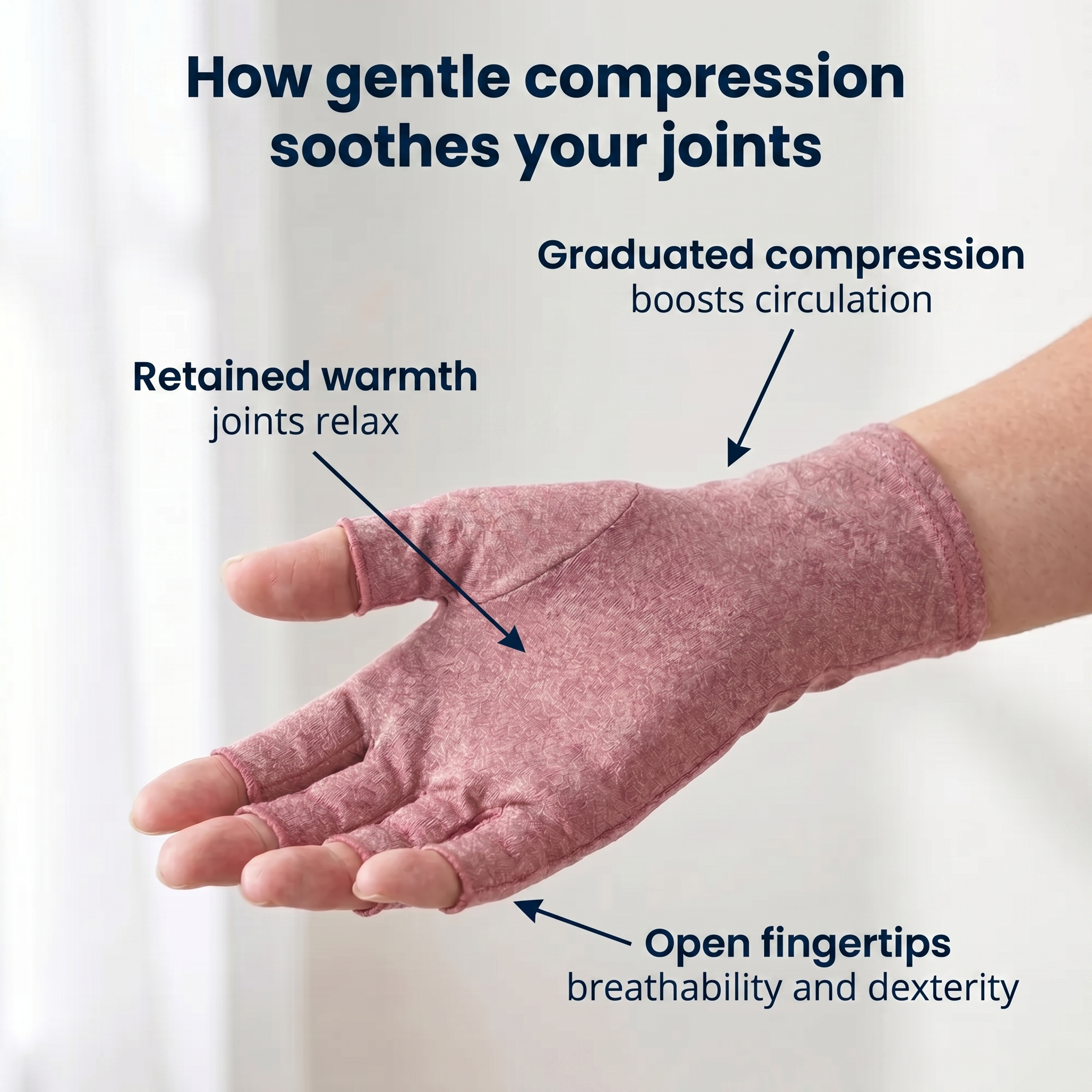 Pink Compression gloves for hand pain