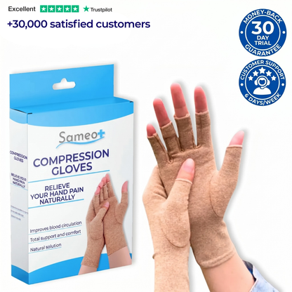Compression gloves beige arthritis and hand pain