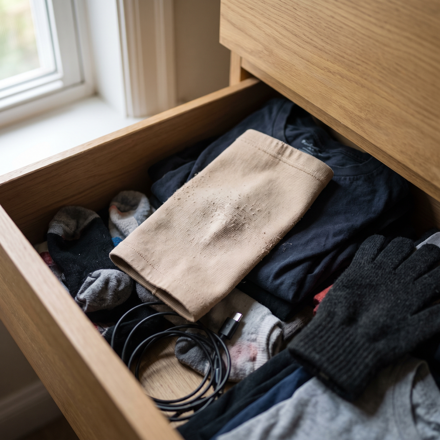 Old elbow brace in a drawer