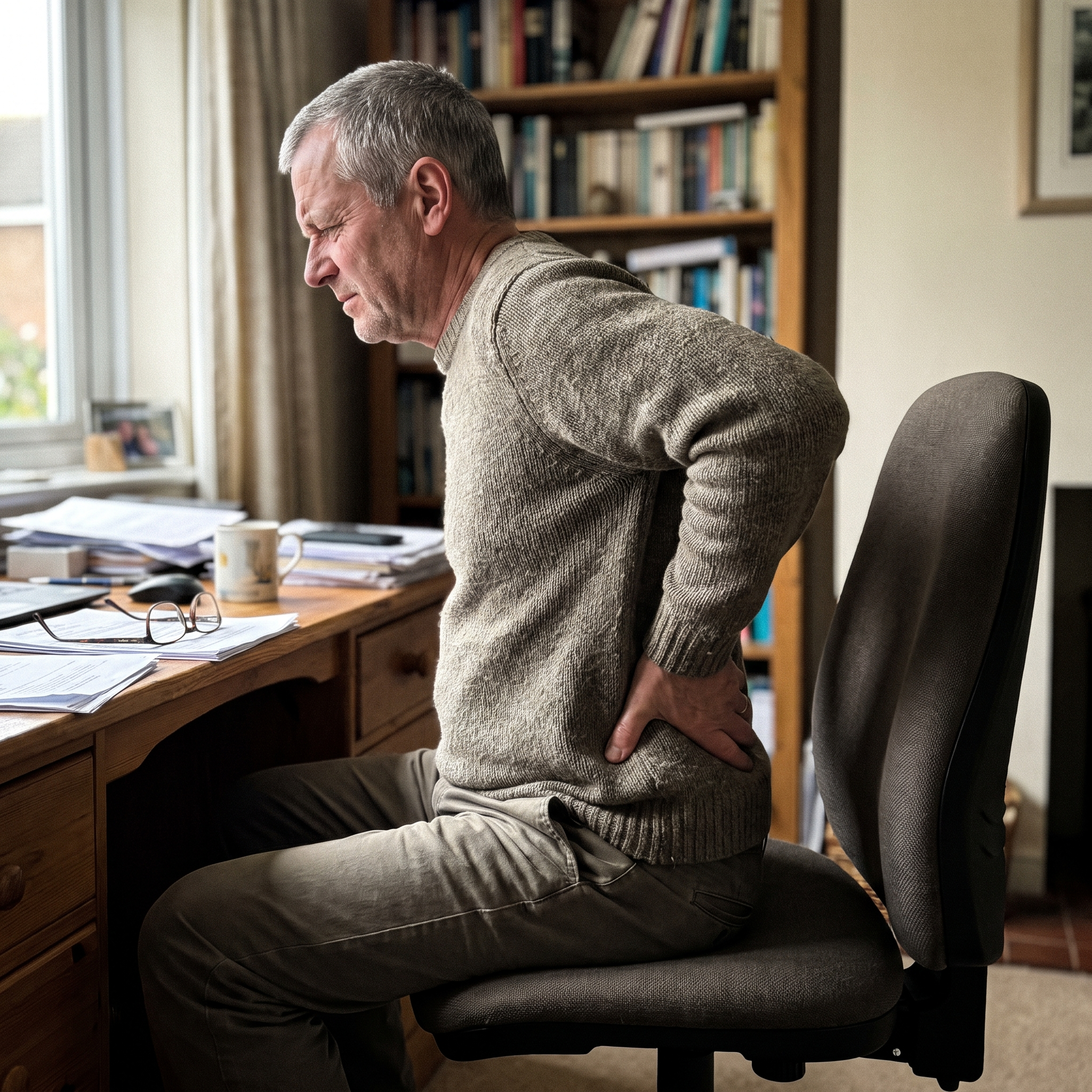 Lower back pain at a desk