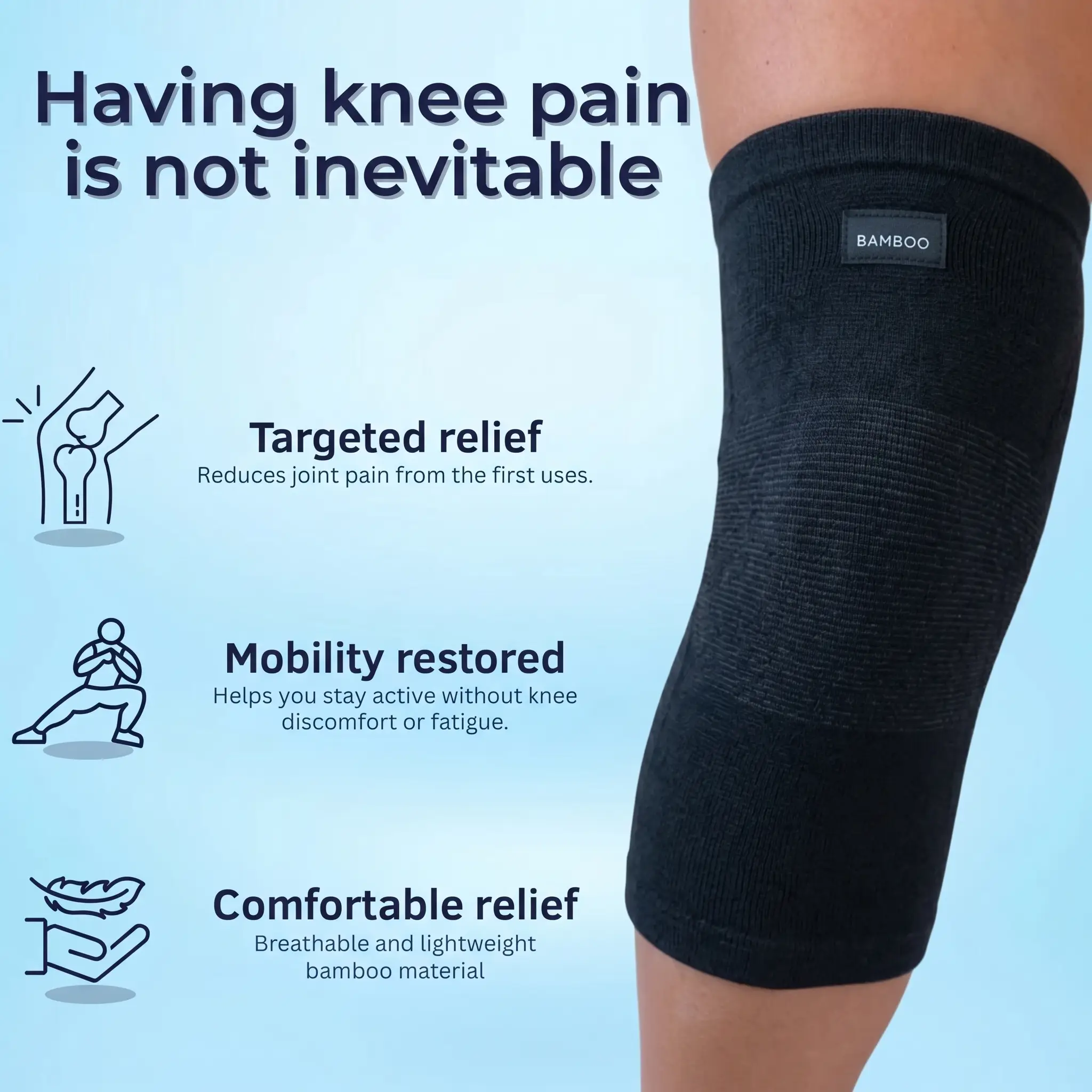Black Bamboo Support Knee Brace