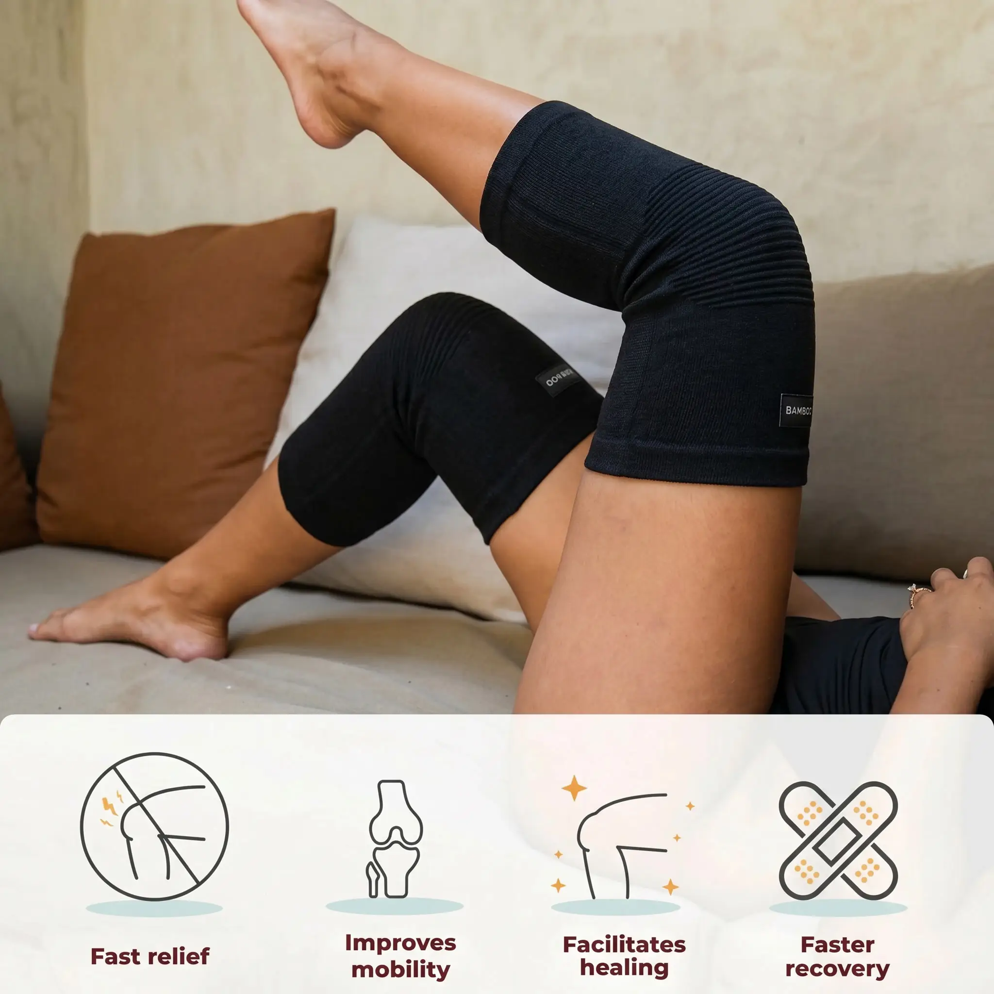 Black Bamboo Support Knee Brace