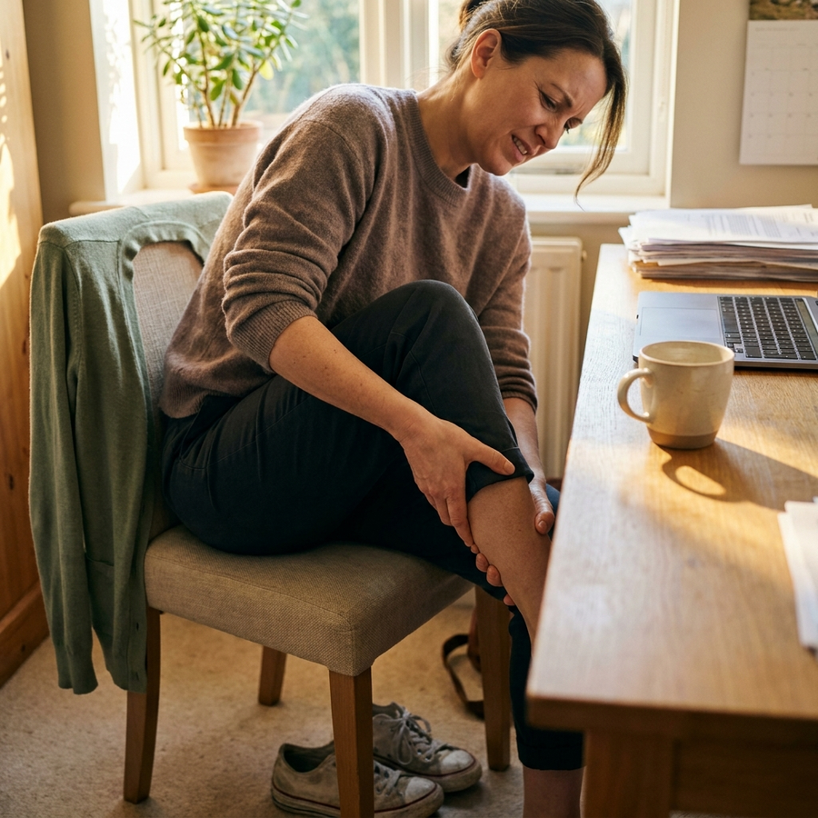Heavy legs at the desk